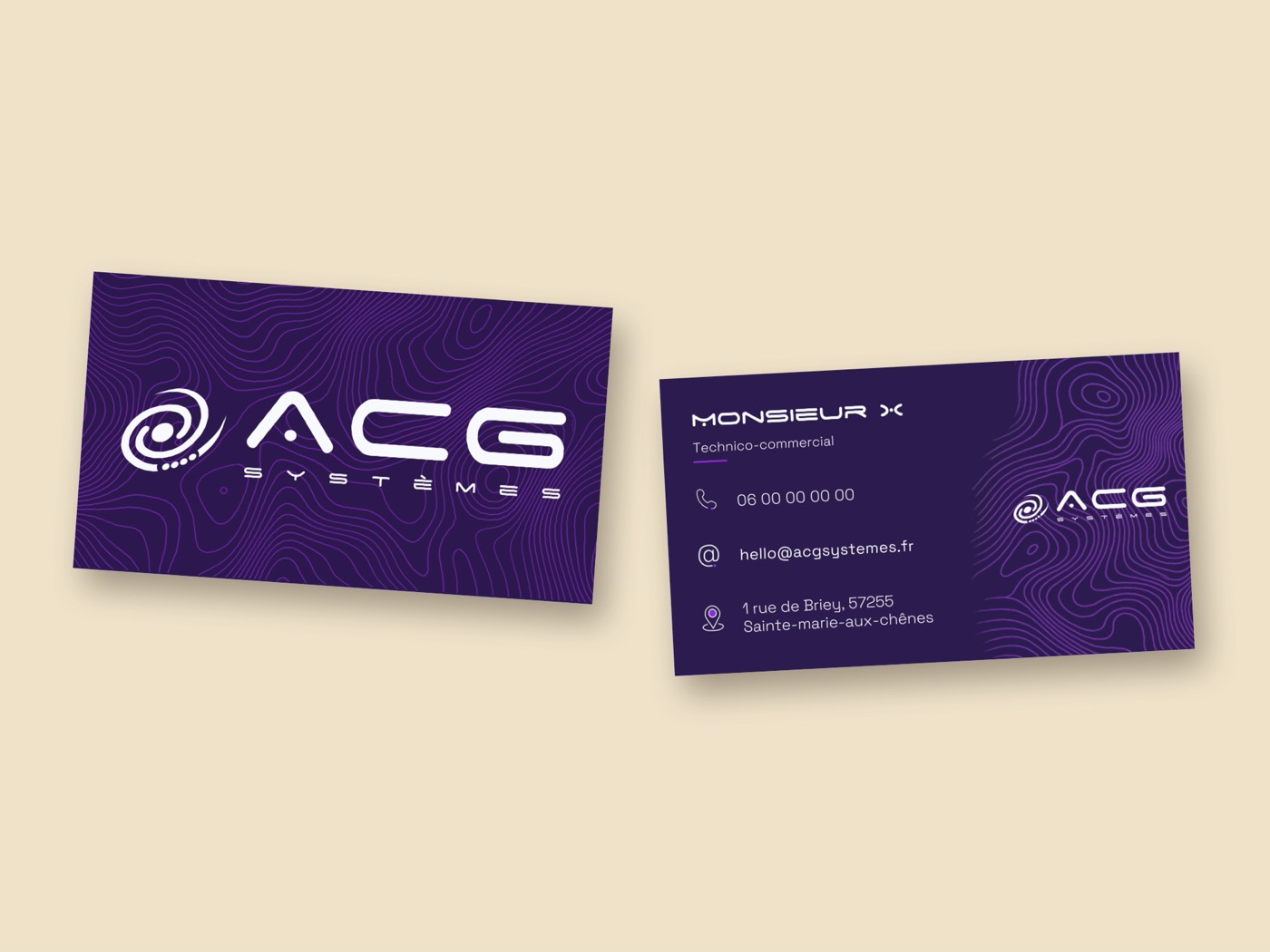 Carte de visite ACG Systèmes, recto et verso